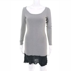 BOUCLIER GRAY LONG SLEEVE SCOOP CONTRAST SWEATER